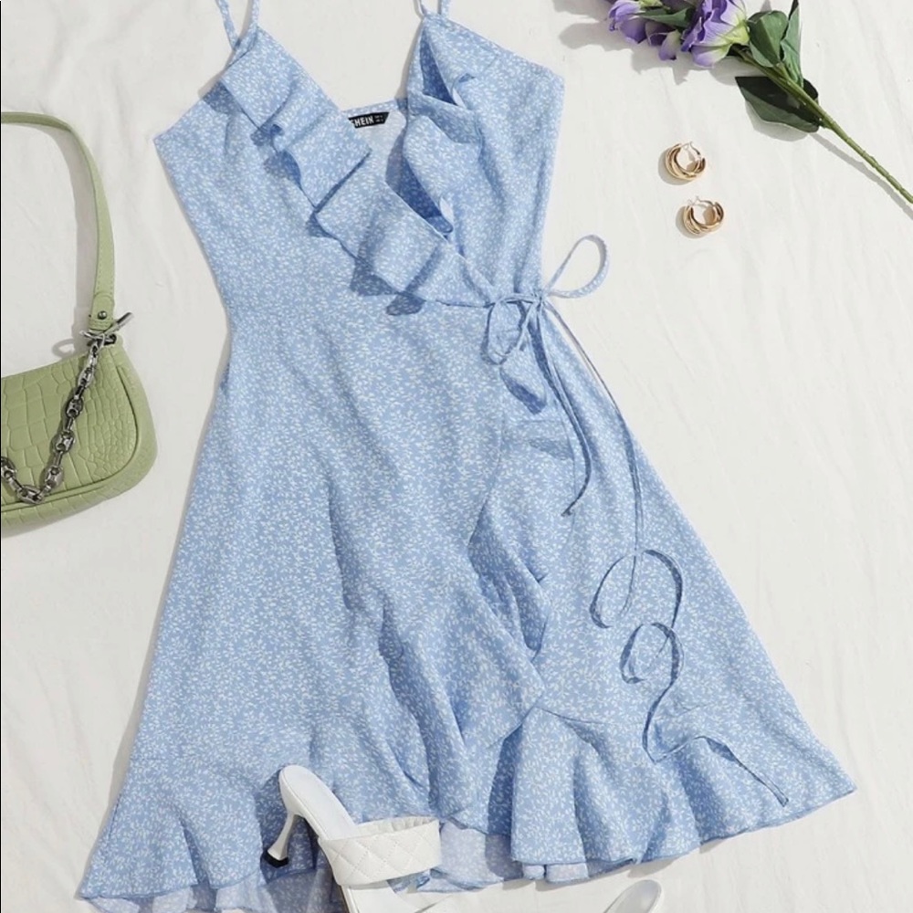 New ruffle wrap slip dress